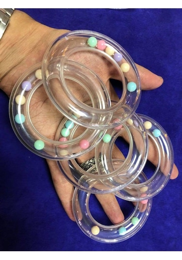 Şeffaf Plastik Bebek Çıngırak 80mm - Bebe Çıngırağı Çok Renkli