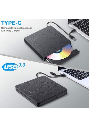 Sones Usb 3.0 Type-c Dvd Sürücüsü Sürücüsüz Yüksek Hızlı Okuma Yazma Kaydedici Cd Yazıcı Harici Dvd-rw Oynatıcı