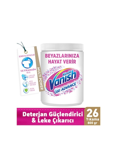 Vanish Kosla Multipower Oxi Advance Beyazlar İçin Leke Çıkartıcı & Deterjan Güçlendirici Toz 800 G
