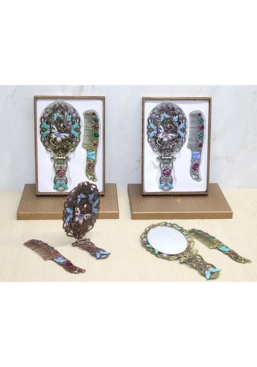 Kelebek Katlanabilir Ayna Ve Tarak Seti Büyük Boy