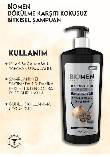 Biomen Siyah Sarımsak&Gümüş Losyonu Dökülme Karşıtı Şampuan 1 L