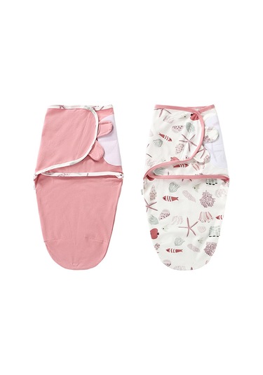 Geekyou Yeni Doğan Bebekler İçin Pamuklu Uyku Torbası - 2 Adet Set Pembe Deniz Yıldızı + Pembe Gül - 0-3 Ay S Bedeni Pembe