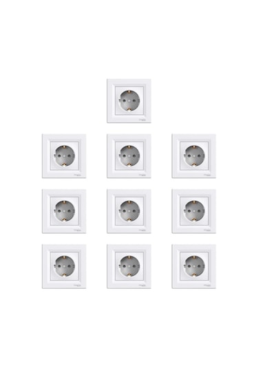 Schneider Electric Asfora Serisi Beyaz Topraklı Priz 10 Lu Paket