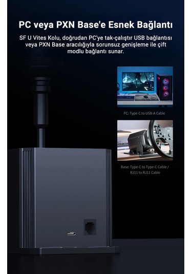 Pxn Sf U H-vites Kolu 7+r Tam Cnc Metal, 16-bit Hassasiyet Ve Ayarlanabilir Vites Hissiyatı Pc Ve Pxn Base Uyumlu