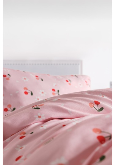 Ranforce Joyful Cherry Nevresim Takımı Tek Kişilik Pembe
