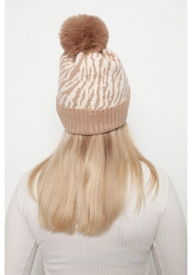 Zebra Desen Kadın Bere Rkş-21 Camel Camel