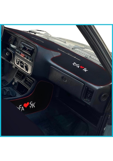 Tofaş Şahin Doğan Kartal Yüksek Torpido Koruma & Vites Konsol Yan Kaplama Halısı - Nakışlı Siyah