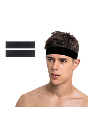2li Erkek Spor Saç Bandı Kafabandı Esnek Futbol İddialı 2li Siyah