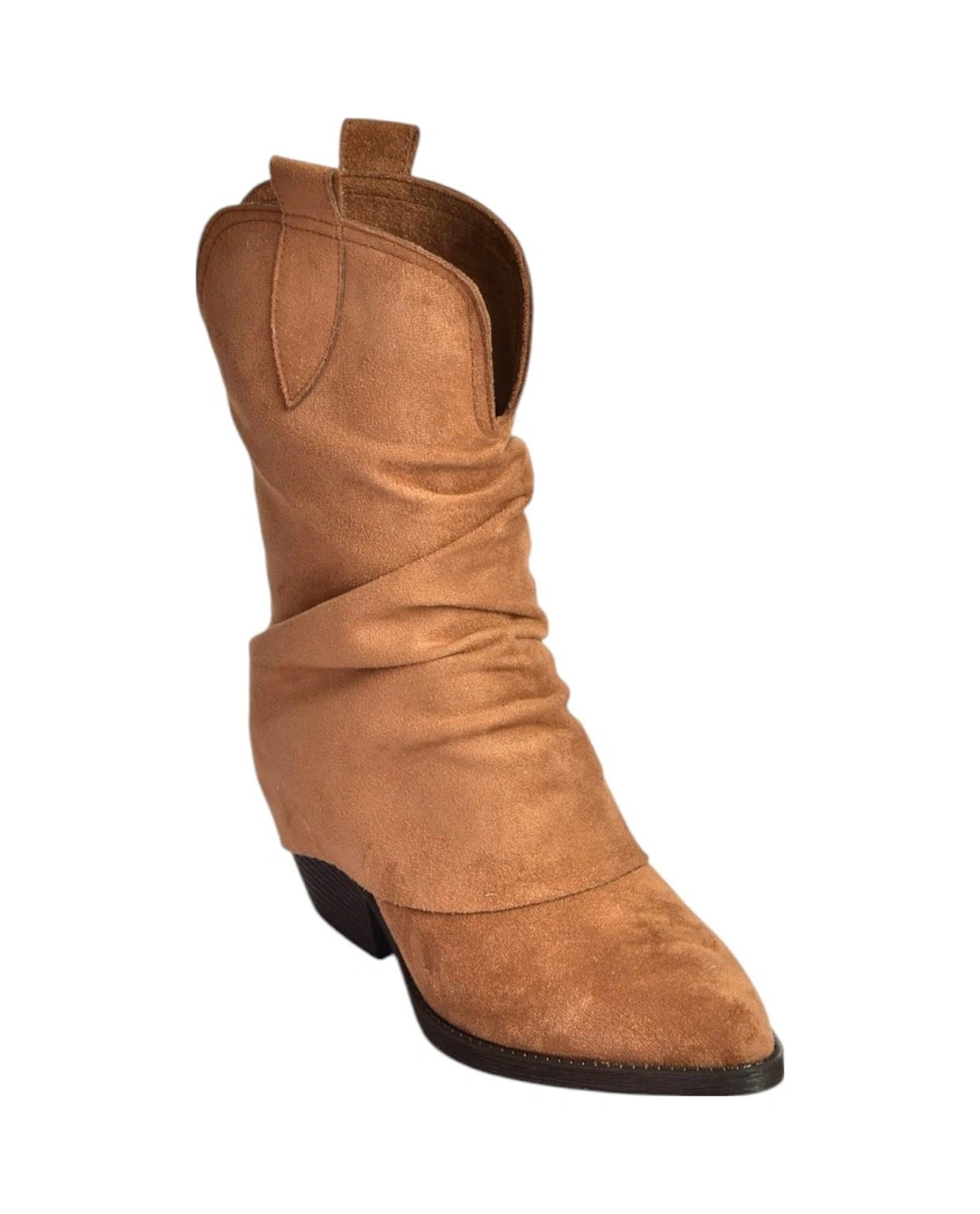 V404041002 Taba Süet Kalın Topuklu Kadın Bot Taba-Süet