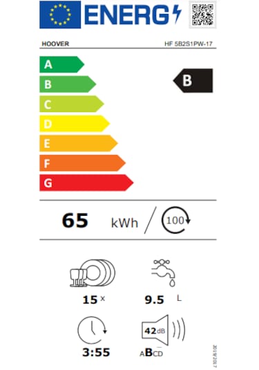 Hoover HF 5B2S1PW-17 B 10 Programlı 15 Kişilik Bulaşık Makinesi