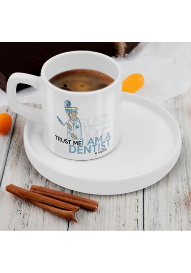 Bk Gift Kişiye Özel Sunum Tabaklı Diş Hekimi Tasarımlı Kahve Fincanı-2, Sevgiliye Hediye, Arkadaşa Hediye, Diş Hekimi Hediye Kobitmeyen137781 Bk Gift