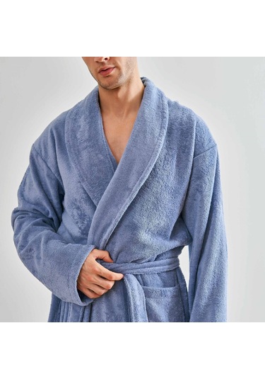 Linens Soft Pamuk Bornoz Mavi M Koyu Mavi