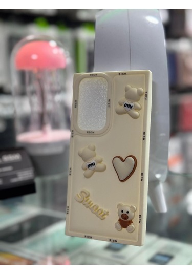 Samsung Uyumlu S23 Ultra Kabarık Ayıcık Desenli
