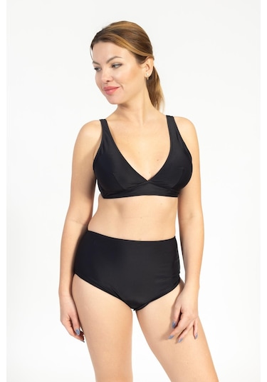 Pemilo Kadın 749 Minimiser Yüksek Bel Bikini Takımı Siyah-siyah 37145 - 1 Siyah
