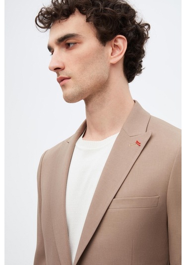 Twn Slim Fit Vizon Armürlü Uçan Blazer Kumaş Ceket 4ef04zb024092 Vizon