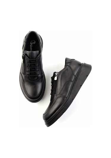 Siyah Hakiki Deri Kadın Casual Ayakkabı K01034000103 Siyah