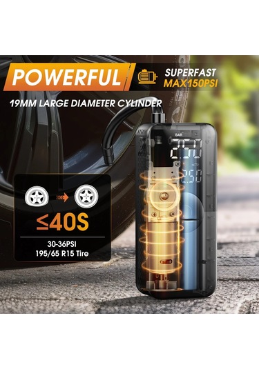 Araba Şişirme Pompası Kablosuz Taşınabilir Elektrikli Lastik