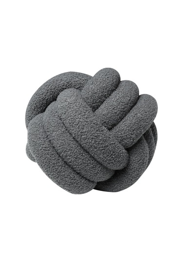 Düğümlü Top Atmak Yastık Kuzu Yün Rulo Kanepe Atmak Yastık 22cm-11 Ekru