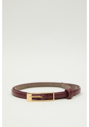 Dikdörtgen Tokalı İnce Kemer Bordo Bordo