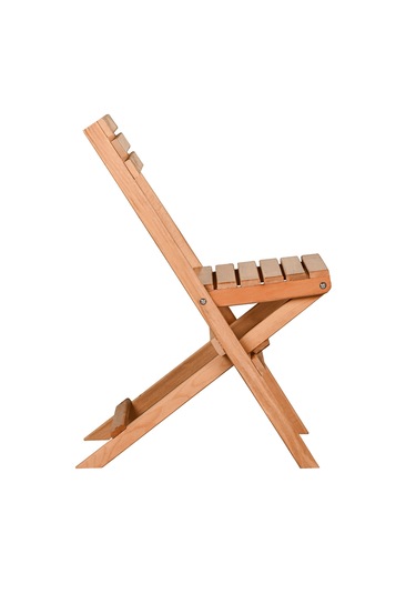 Bysay Puf Minderli Ahşap Katlanır Bahçe Sandalyesi Naturel-gri Gri