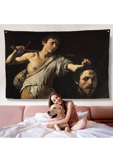 Caravaggio - David With The Head Of Goliath, Davud Goliath'ın Başı Duvar Örtüsü-7066