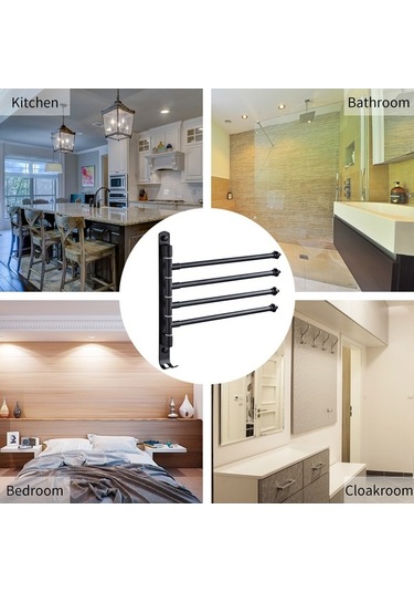 Novahub 180 Dönebilir Paslanmaz Çelik Havlu Askısı - 2/3/4 Kollu Katlanabilir Banyo Mutfak Yatak Odası Diğer