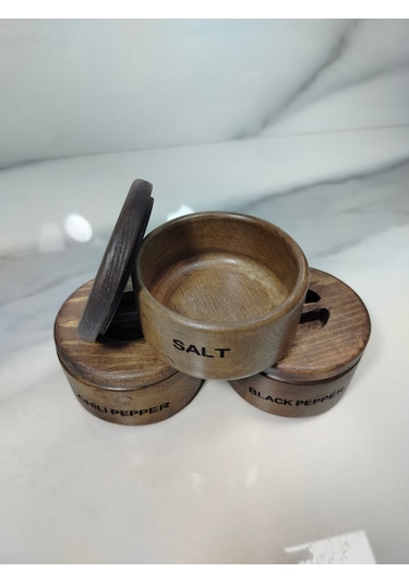 3 Lü Ahşap Baharatlık Ahşap