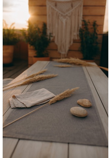 Gri Şık Masa Runnerı 50x150 Cm Modern Ve Zarif Masa Örtüsü Runner Gri