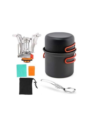 Createtech Yürüyüşü, Tencereleri, Spork Sırt Seyahat Seti Pişirme Pikniği Ocaklı Mutfak Mekan Katlanabilir Kamp, Kamp Kamp İle İle İçin İçin Gümüş Eşyası Dış Dağ Çantası Bez, Ot Gümüş