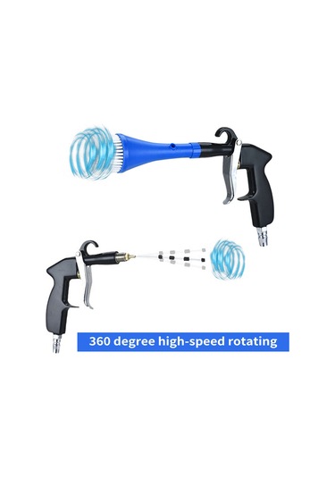 Xindoker Abs Ve Paslanmaz Çelik Araç İç Temizlik Silahı - Fırça Ve Toz Blower Özellikli 2 Ağızlı Temizleyici Mavi