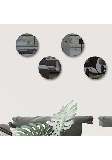 Ayna Füme Ayna 4'lü Takım Yuvarlak Ayna Çap25cm Füme