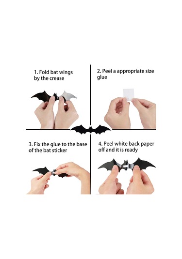 Aubyhe Halloween 3d Gerçekçi Kanatlı Yarasa Sticker, Yeniden Kullanıma Uygun, Temiz Yüzeylere Uygulanabilir Dekoratif Dekal Diğer