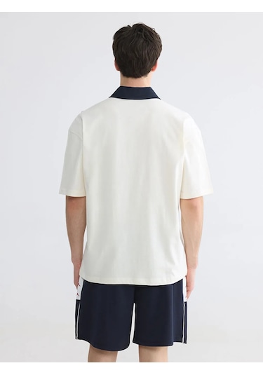 Lc Waikiki Ekru Polo Yaka Nakışlı Erkek Tişört