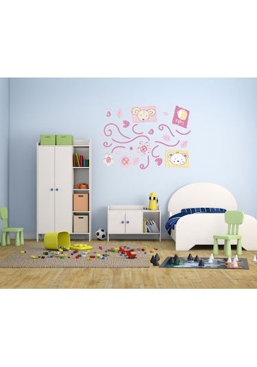 Duvar Süsü Sticker 2 Adet Çiçekli Ağaç Desenli Pvc 70x50x0,5cm