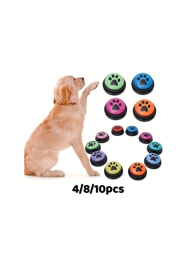 Honeybeeshop 8pcs Köpek Eğitim Düğmeleri Pati Desenli Etkileşimli Oyuncak Dayanıklı Plastik Eğitim Aksesuarları Tüm Irklar İçin