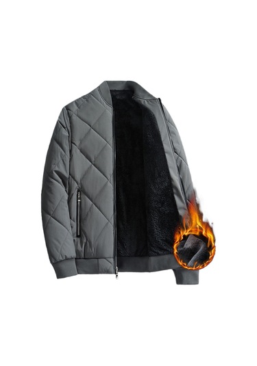 Erkek Beyzbol Yaka Kışlık Pamuklu Ceket Gri