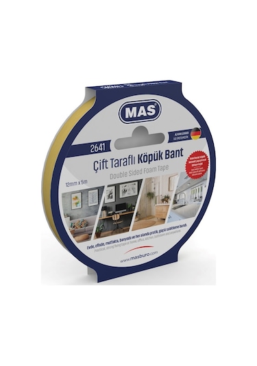 MAS ÇİFT TARAFLI KÖPÜK BANT 12MM X 5M 2641
