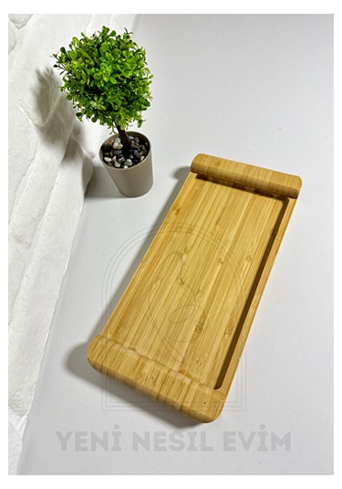 Doğal Bambu Sunum Tepsisi Servis Tabağı, Çok Amaçlı Ahşap Tepsi 28x13 Cm Bambu