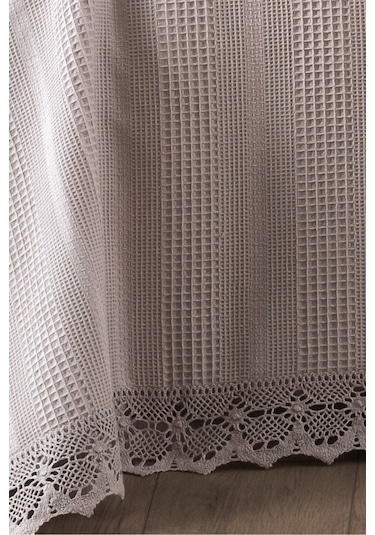 %100 Pamuk Petekli Dantelli Pike-tek Kişilik Waffle Pike- 160x230 Cm-taş Tas Taş
