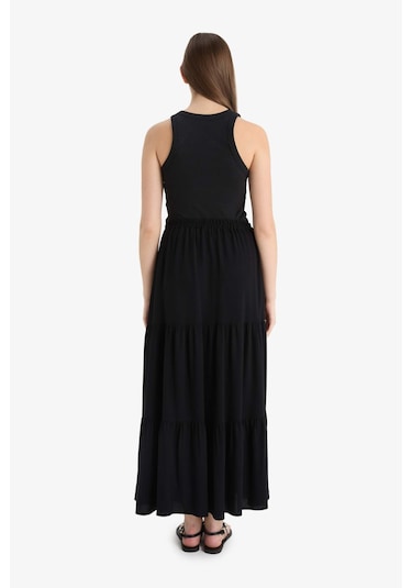 DeFacto Yüksek Bel Krinkıl Viskon Maxi Etek - D5033AX25SMBK81