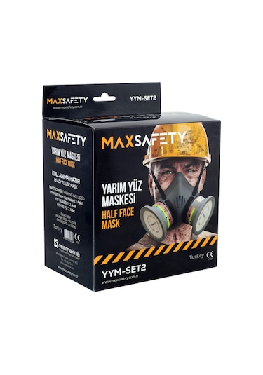 Maxsafety Yym-Set2 Yarım Yüz Solunum Maskesi Çift Filtreli Hazır