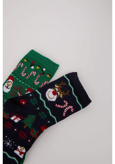 DeFacto Erkek Çocuk Yılbaşı Temalı 2'li Pamuklu Uzun Çorap E2766A8NSKR1 DeFacto Erkek Çocuk Yılbaşı Temalı 2'li Pamuklu Uzun Çorap E2766A8NSKR1