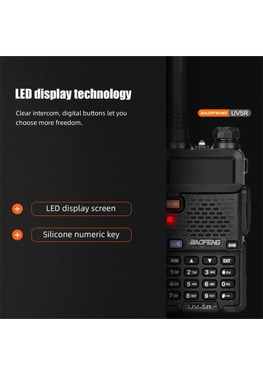 Jokmae Baofeng Uv-5r 5w Çift Frekanslı Telsiz - 128 Kanal, Led Ekran, El Feneri, Fm Radyo, 2800mah Pil Siyah, Avrupa Standardı