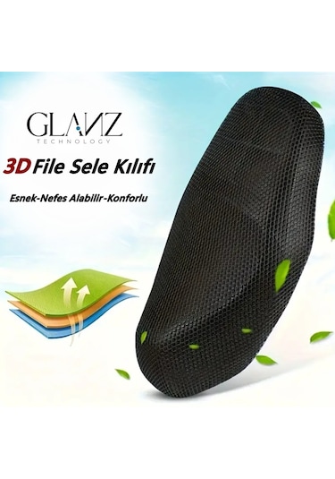Glanz File Sele Kılıfı 3d Scooter Motosiklet Xl Beden Koltuk Sele Filesi