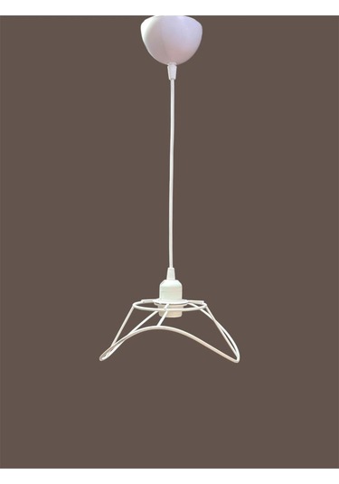 Yaprak Avize Teli , İskeleti Küçük Boy 34x23 Cm Beyaz Statik Boyalı Duy Takımı Dahil Beyaz