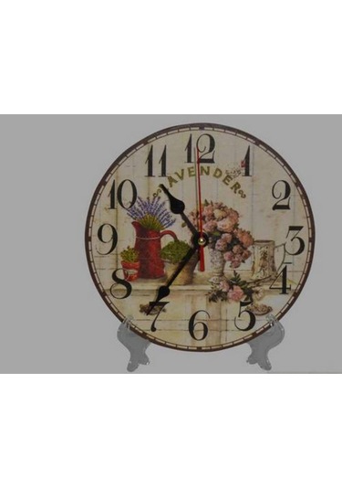 Saatler-MB YUVARLAK LAVENDER TEMALI DUVAR-MASA SAATİ-18*18*3 CM