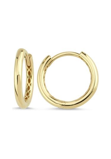 3-4,5 Mm Büyük Halka Geçirmeli Charm Doğal İnci Küpe Gold