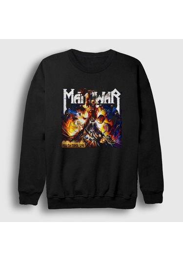 Presmono Unisex Hell On Stage Manowar Sweatshirt Siyah