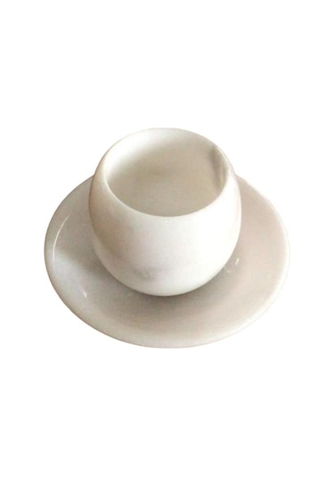 Kupala Mermer Fincan Seti Topaç Beyaz