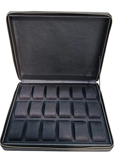 Deri Luxury 18 Li Saat Çantası,kutusu Fermuarlı Siyah 31x38 Cm Çok Renkli
